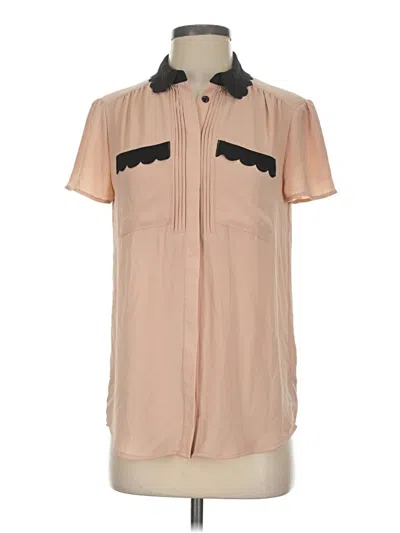 Pre-owned Hd In Paris Short Sleeve Blouse In Tan