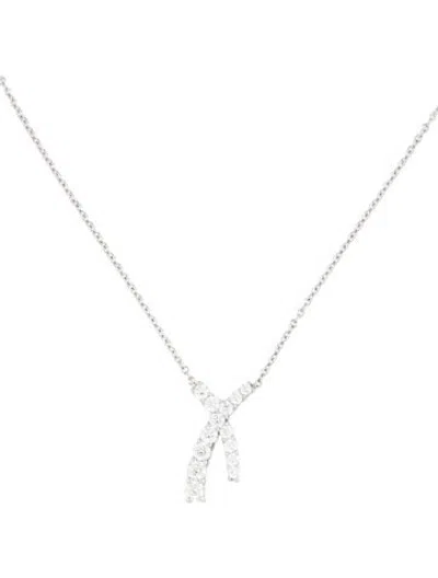 Pre-owned Hearts On Fire 18k Diamond 'x' Pendant Necklace, 16.5" In Multicolor