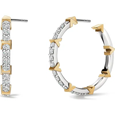 Hearts On Fire Copley 18k Gold Pav9 Diamond Hoop Earrings In Silver