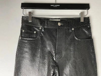 Pre-owned Hedi Slimane X Saint Laurent Paris 7990$ Retail Python Fw16 Palladium -ultra- Pant In Black