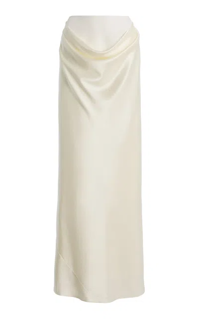Heirlome Exclusive Cleo Draped Silk Maxi Skirt In White