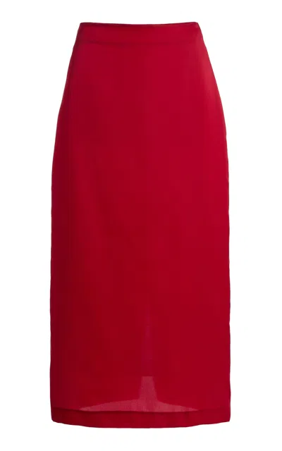 Heirlome Exclusive Sandrita Silk Midi Skirt In Red