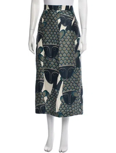 Pre-owned Heirlome Linen Midi Length Skirt In Blue