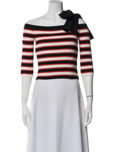 Pre-owned Hellessy Striped Off-the-shoulder Top In White
