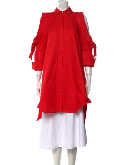 Pre-owned Hellessy Three-quarter Sleeve Button-up Top In Red