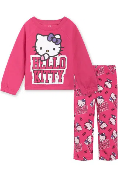 Hello Kitty Kids'  Fleece Sweatshirt And Pants Set In Pink