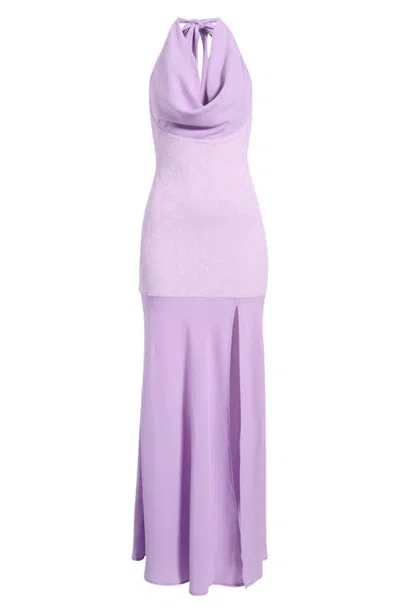 Hello Molly Champagne At Dusk Halter Dress In Purple