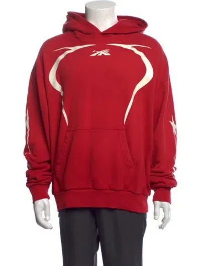 Pre-owned Hellstar Graphic Print Crew Neck Hoodie In Red
