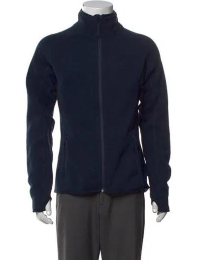 Pre-owned Helly Hansen Mock Neck Long Sleeve Cardigan In Blue