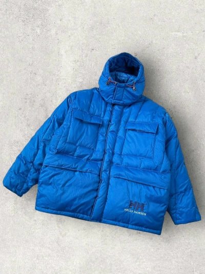 Pre-owned Helly Hansen X Outdoor Life Y2k Crazy Helly Hansen Puffer Jacket Hooded Outdoor In Blue