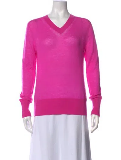 Pre-owned Helmut Lang Cashmere V-neck Sweater In Pink