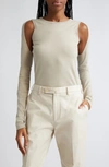 Helmut Lang Cutout Crewneck Sweater In Neutrals