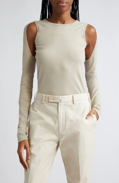 Helmut Lang Cutout Crewneck Sweater In Sand