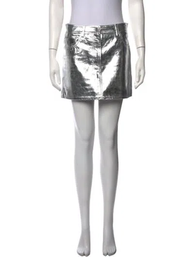 Pre-owned Helmut Lang Leather Mini Skirt In Silver