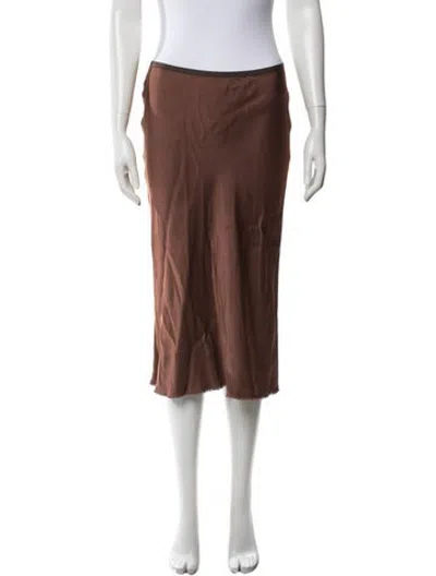 Pre-owned Helmut Lang Raw-edge Trim Midi Length Skirt In Brown