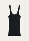 Helmut Lang Ribbed Tank Top In Blk