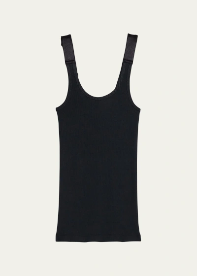 Helmut Lang Ribbed Tank Top In Blk