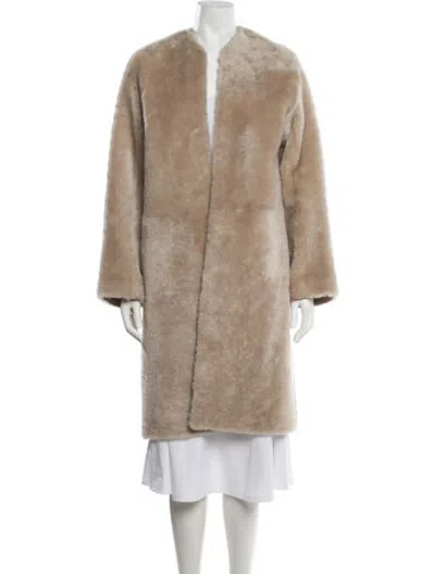 Pre-owned Helmut Lang Shearling Faux Fur Coat In Neutrals