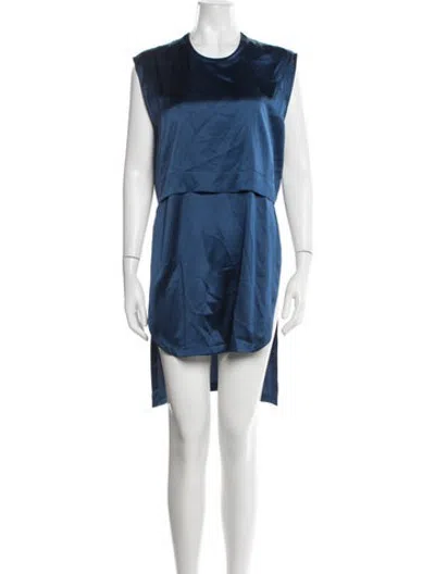 Pre-owned Helmut Lang Silk Mini Dress In Blue