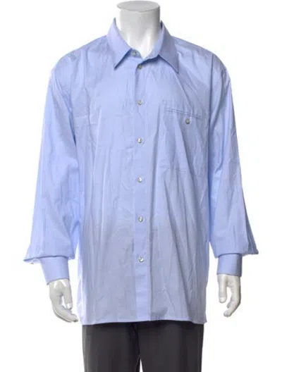 Pre-owned Helmut Lang Striped Long Sleeve Dress Shirt In Blue