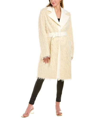 Helmut Lang Wool-blend Fringe Coat In White