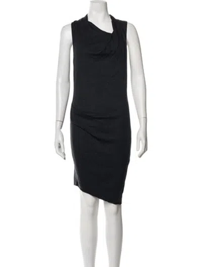 Pre-owned Helmut Lang Wool Knee-length Dress In Grey