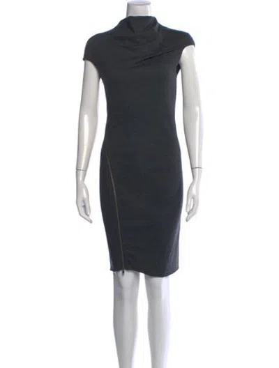 Pre-owned Helmut Lang Wool Knee-length Dress In Grey