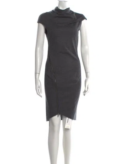 Pre-owned Helmut Lang Wool Knee-length Dress In Grey