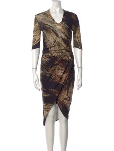 Pre-owned Helmut Lang Wool Midi Length Dress In Grey