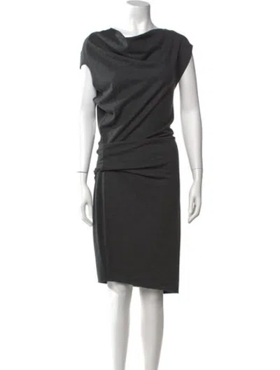 Pre-owned Helmut Lang Wool Midi Length Dress In Grey