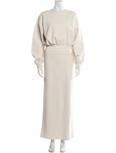 Pre-owned Helsa Bateau Neckline Long Dress In Neutrals