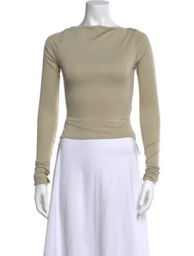 Pre-owned Helsa Bateau Neckline Long Sleeve Top W/ Tags In Neutrals