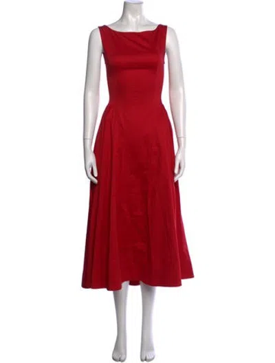 Pre-owned Helsa Bateau Neckline Midi Length Dress W/ Tags In Red