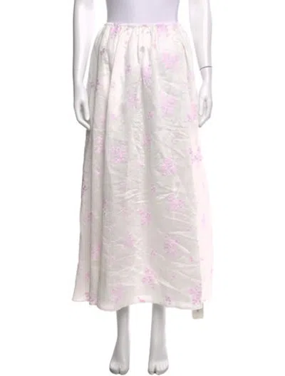 Pre-owned Helsa Floral Print Long Skirt In White