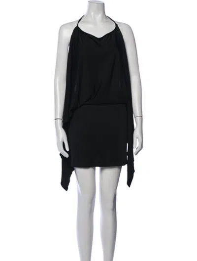 Pre-owned Helsa Halterneck Mini Dress In Black