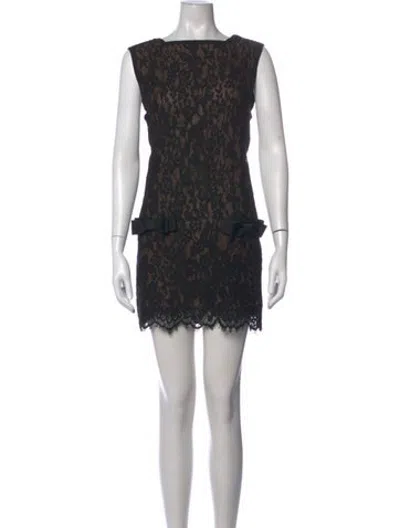 Pre-owned Helsa Lace Pattern Mini Dress In Black