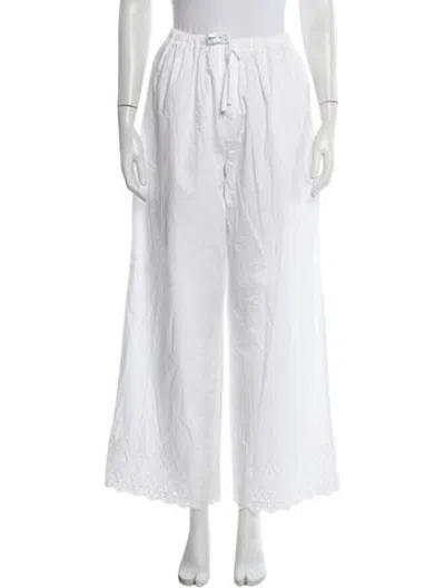 Pre-owned Helsa Lace Pattern Wide Leg Pants In White