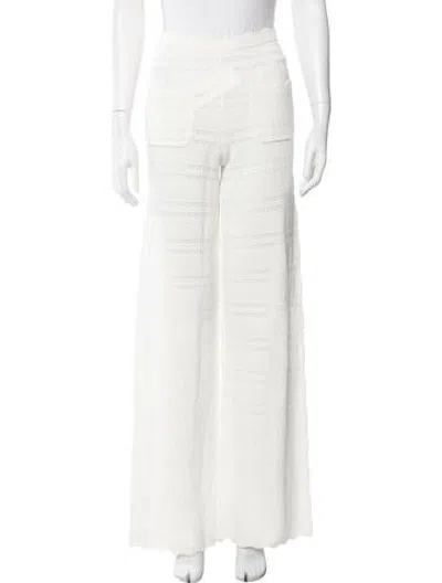 Pre-owned Helsa Lace Pattern Wide Leg Pants In White