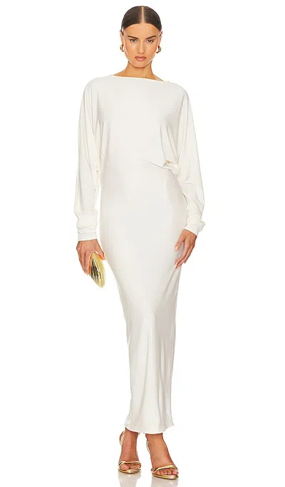 Helsa Matte Jersey Open Back Dress In Ivory