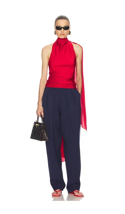 Helsa Natasha Silk Halter In Red
