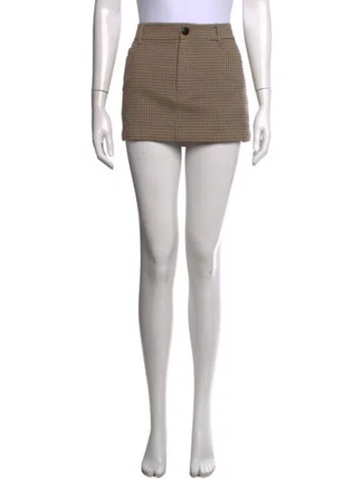 Pre-owned Helsa Plaid Print Mini Skirt In Neutrals