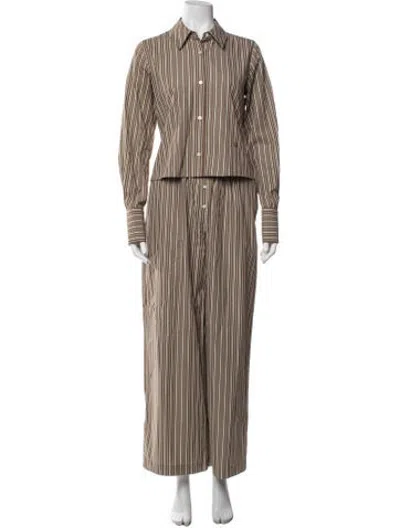 Pre-owned Helsa Striped Pant Set In Brown