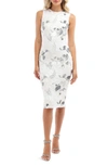 Helsi Alex Floral Sequin Cocktail Sheath Dress In White/platinum
