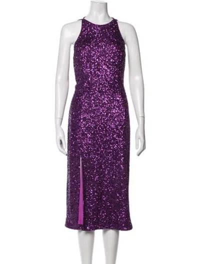 Pre-owned Helsi Halterneck Midi Length Dress In Purple