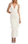 Helsi Norah Sequin Floral Gown In Off White Floral