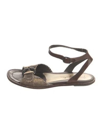 Pre-owned Henry Beguelin Leather Animal Print Sandals In Multicolor
