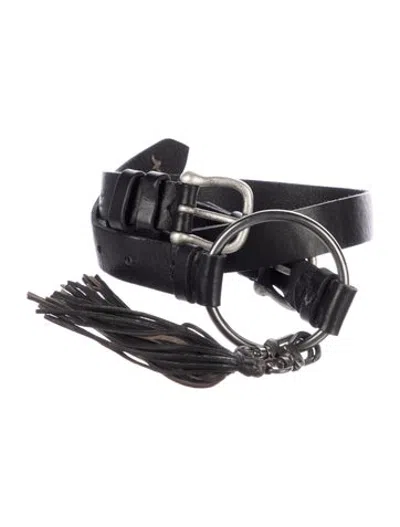 Pre-owned Henry Beguelin Skinny Leather Waist Belt In Black