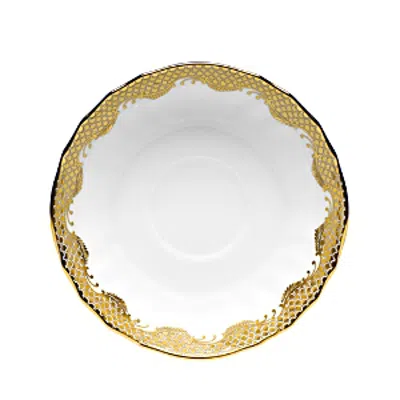 Herend Fishscale Canton Saucer In Gold