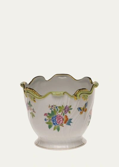 Herend Queen Victoria Ribbed Cache Pot In Multi