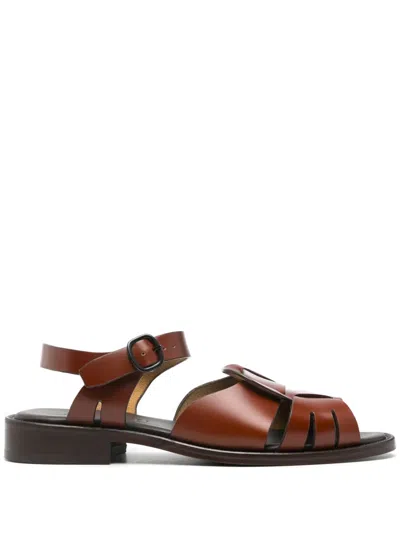Hereu Ancora Leather Sandals In Brown